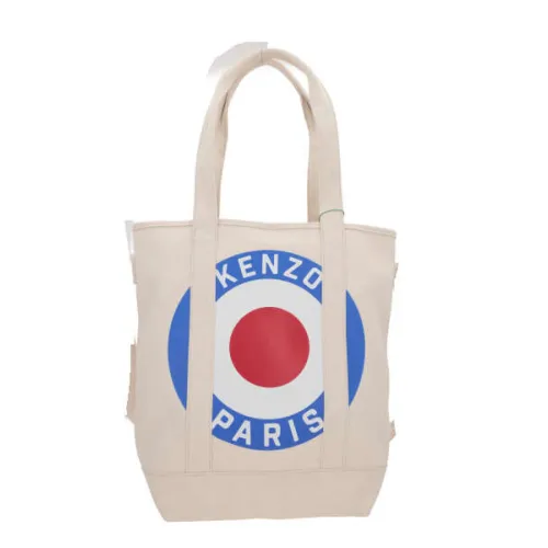 Kenzo , Beige Canvas Tote Bag with Kenzo Target Print ,Beige female, Sizes: ONE SIZE