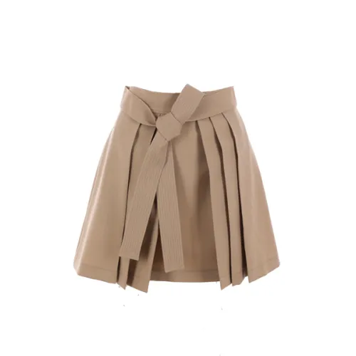 Kenzo , Beige Pleated Wool Skirt ,Beige female, Sizes: