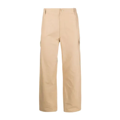 Kenzo , BeigeStraight Trousers with `Boke Flower` Button ,Beige male, Sizes: