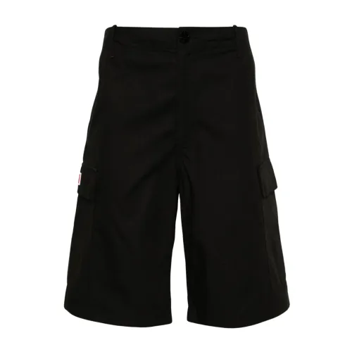 Kenzo , Black Cargo Shorts Ripstop Texture ,Black male, Sizes:
