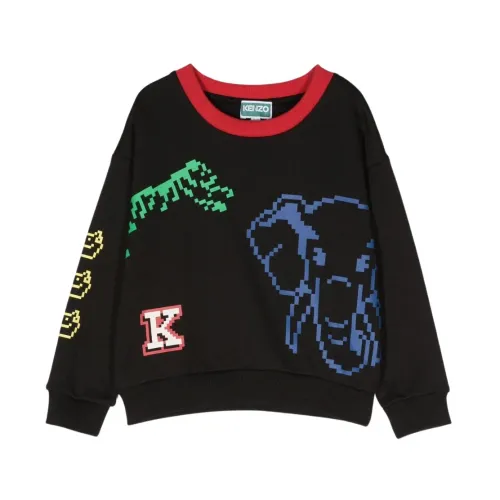 Kenzo , Black Cotton Boy Sweatshirt | Trendy Style ,Black male, Sizes: