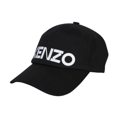 Kenzo , Black Cotton Cap with Logo Print ,Black male, Sizes: ONE
