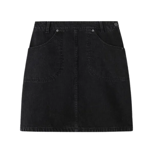 Kenzo , Black Denim Skirt, Unique Black and Grey Design ,Black female, Sizes:
