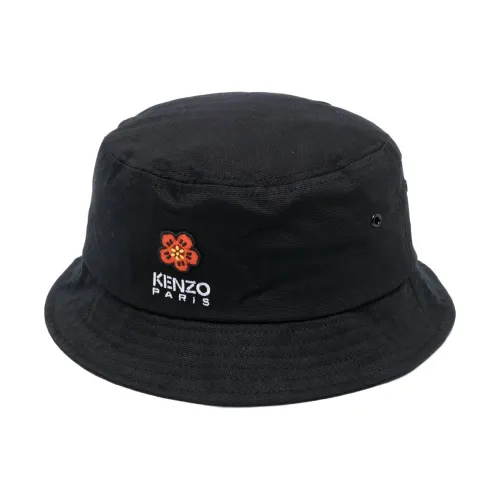Kenzo , Black Embroidered Logo Bucket Hat ,Black male, Sizes: