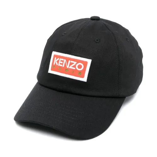 Kenzo , Black Logo Embroidered Cotton Hat ,Black male, Sizes: ONE
