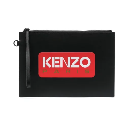 Kenzo , Black Logo Leather Clutch Bag ,Black female, Sizes: ONE SIZE