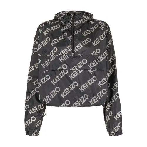 Kenzo , Black Logo Print Light Jacket for Women ,Black female, Sizes: