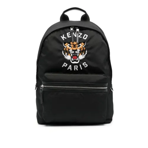 Kenzo , Black Tiger Pattern Backpack ,Black male, Sizes: ONE SIZE