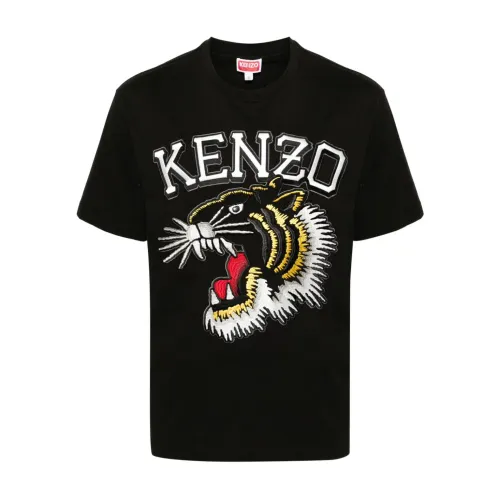 Kenzo , Black Tiger Varsity T-shirts and Polos ,Black male, Sizes: