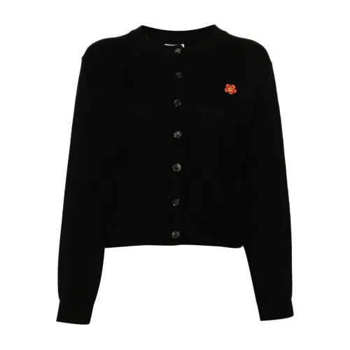 Kenzo , Black Wool Sweater with Boke Flower Motif ,Black female, Sizes: