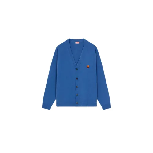 Kenzo , Blue Cardigan with Boke Flower Embroidery ,Blue male, Sizes: