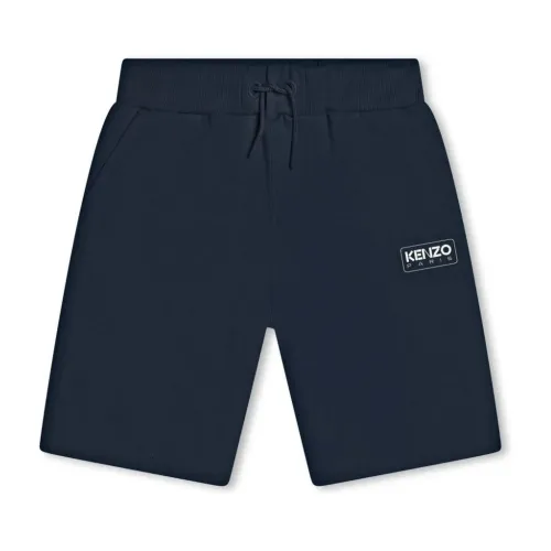 Kenzo , Blue Cotton Bermuda Shorts with Elastic Waistband ,Blue male, Sizes: