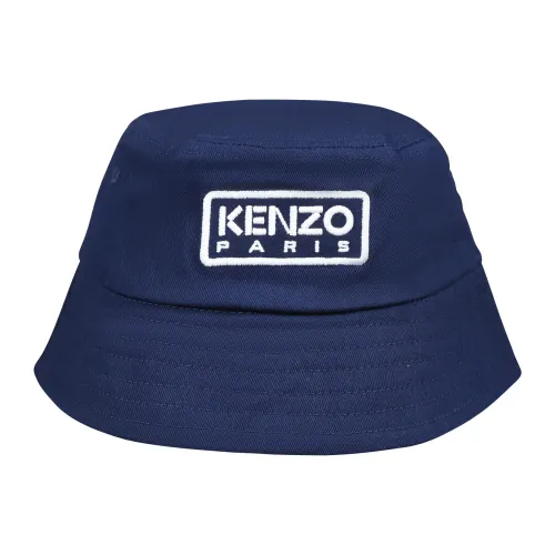 Kenzo , Blue Cotton Cloche with Embroidered Logo ,Blue unisex, Sizes: