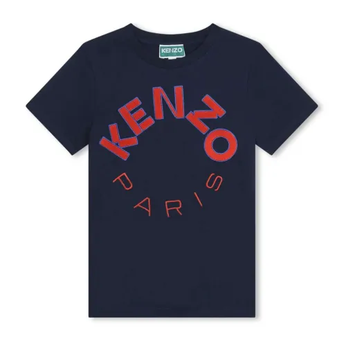 Kenzo , Blue Cotton Logo Embroidered T-shirt ,Blue male, Sizes:
