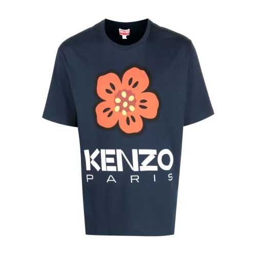 Kenzo , Blue Floral Print T-shirt for Kids ,Blue male, Sizes: