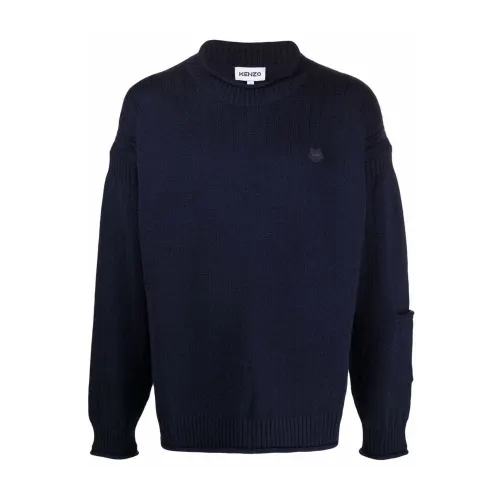 Kenzo , Blue Knitted Sweater for Men ,Blue male, Sizes: