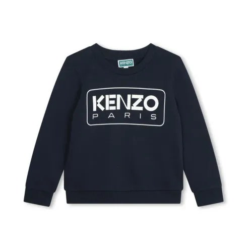 Kenzo , Blue Logo Print Sweater ,Blue male, Sizes: