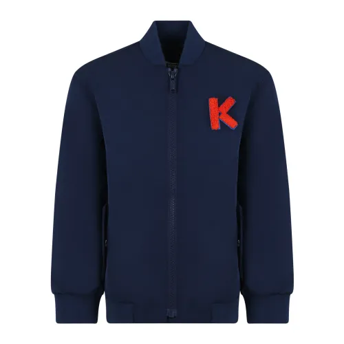 Kenzo , Blue Long Sleeve Jacket with Red Logo ,Blue unisex, Sizes: