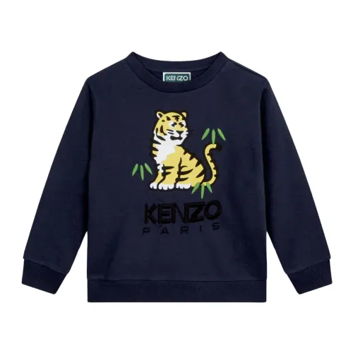 Kenzo , Blue Tiger Sweater ,Blue male, Sizes:
