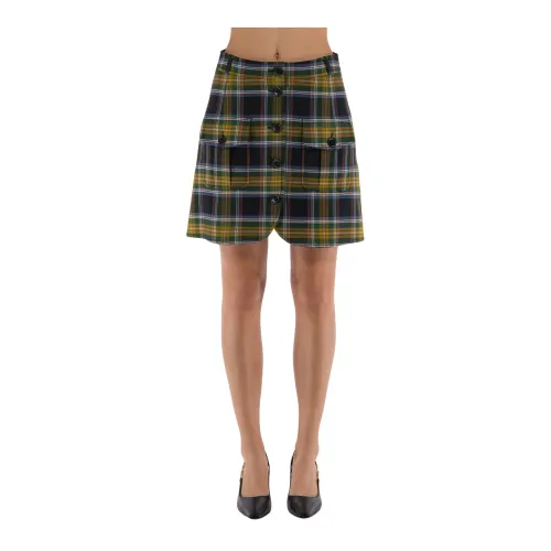 Kenzo , Checked Trapeze Miniskirt ,Brown female, Sizes: