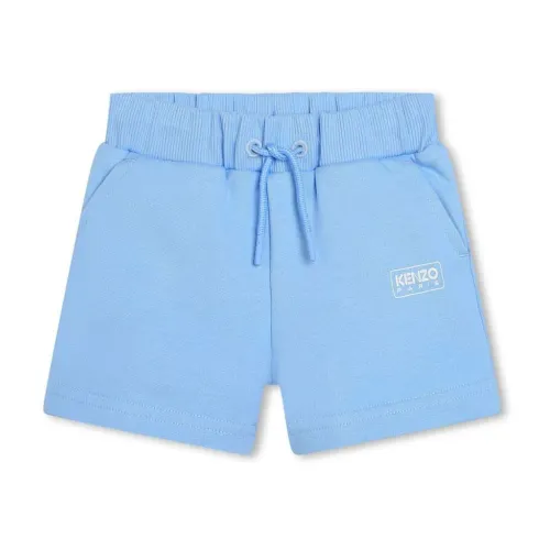 Kenzo , Clear Blue Logo Print Cotton Shorts ,Blue male, Sizes: