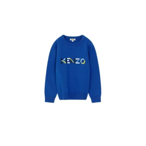 Kenzo , Colorful Oversized Sweatshirt with Embroidered Logo ,Blue male, Sizes: