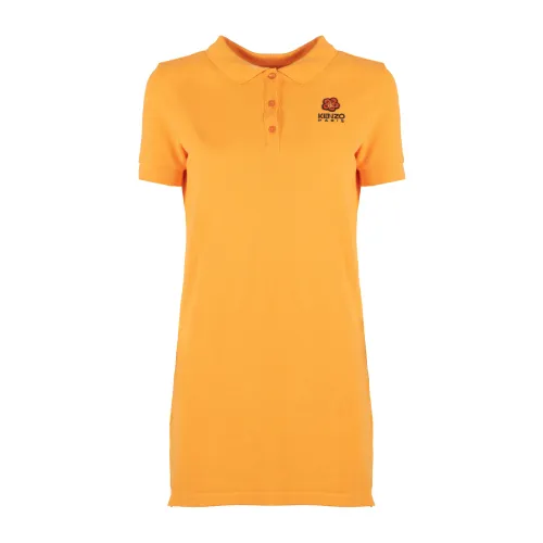 Kenzo , Crest Logo Polo Dress in Orange ,Orange female, Sizes: