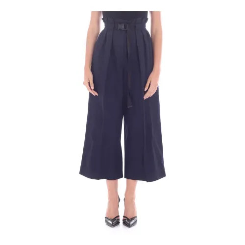 Kenzo , Cropped Large Belted Pants ,Blue female, Sizes: