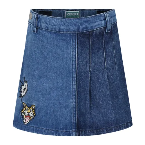 Kenzo , Denim Casual Shorts with Embroidery ,Blue female, Sizes: