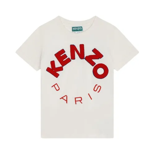 Kenzo , Embossed Crew Neck Cotton T-shirt ,White male, Sizes: