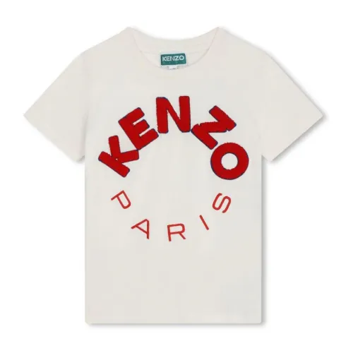 Kenzo , Embroidered Logo Cotton T-shirt ,White male, Sizes: