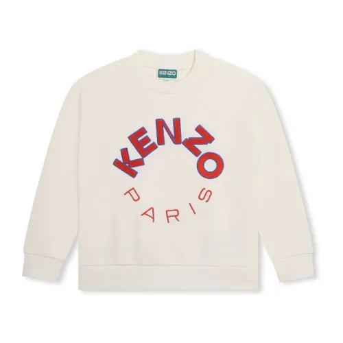 Kenzo , Embroidered Logo White Sweaters ,White male, Sizes: