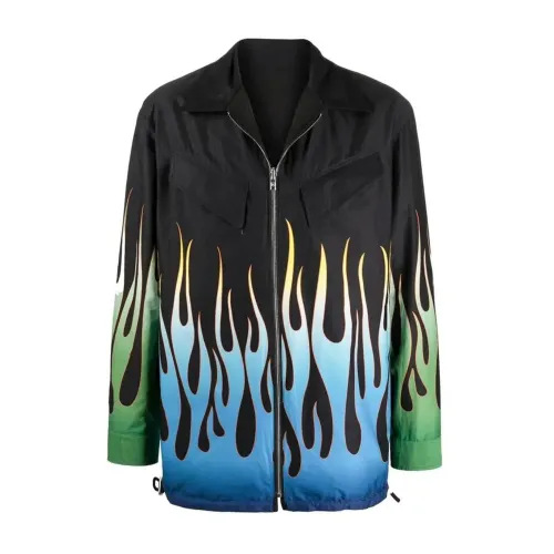 Kenzo , Flame Print Reversible Jacket for Men ,Black male, Sizes: