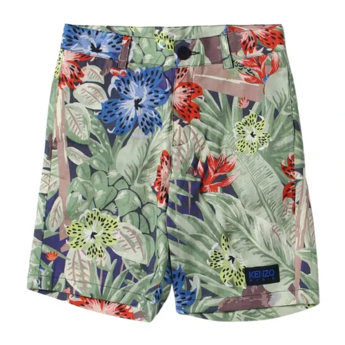 Kenzo , Floral Print Bermuda Shorts for Kids ,Green male, Sizes: