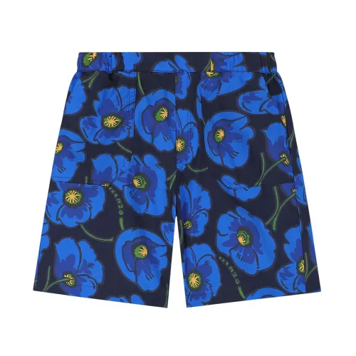 Kenzo , Floral Print Cotton Shorts ,Blue male, Sizes: