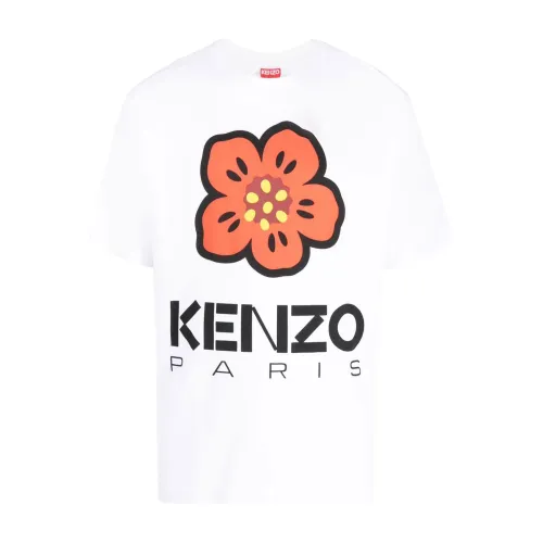 Kenzo , Floral Print Cotton T-shirt ,White male, Sizes: