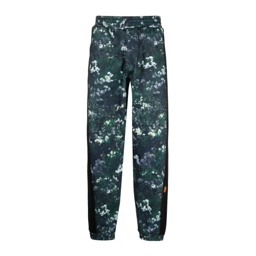 Kenzo , Floral Print Joggers with Tiger Head Motif ,Black female, Sizes: