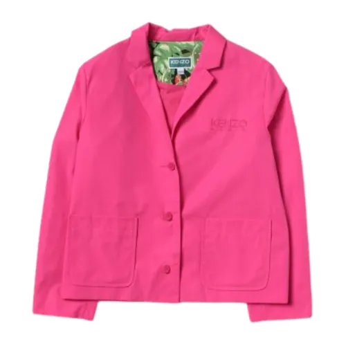 Kenzo , Fuchsia Jacket with Embroidered Logo ,Pink female, Sizes: