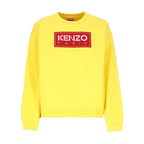 Kenzo , Golden Sweater with Paris Logo Patch ,Yellow female, Sizes: