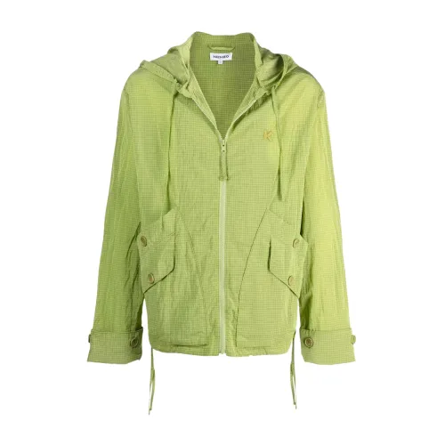 Kenzo , Green Checkered Windbreaker Jacket ,Green male, Sizes: