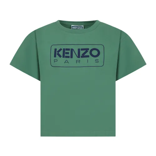 Kenzo , Green Cotton T-Shirt with Logo ,Green unisex, Sizes: