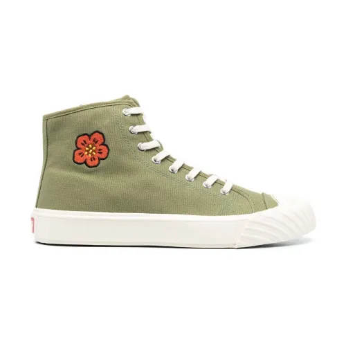 Kenzo , Green High-Top Sneakers with Embroidered Motif ,Green male, Sizes: