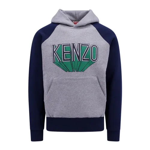 Kenzo , Grey Cotton Hooded Sweatshirt for Men ,Gray male, Sizes: