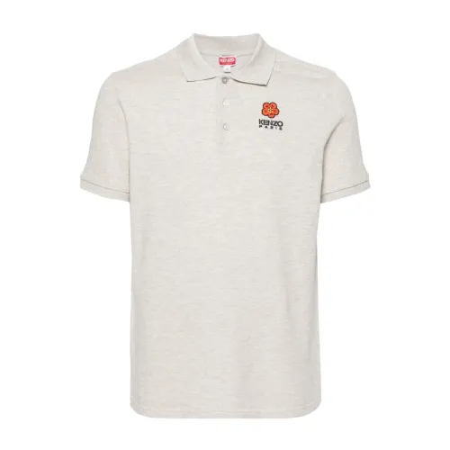 Kenzo , Grey Polo T-shirts with Embroidered Logo ,Gray male, Sizes: