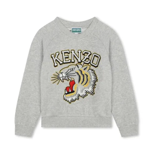 Kenzo , Grey Tiger Print Sweatshirt ,Gray male, Sizes: