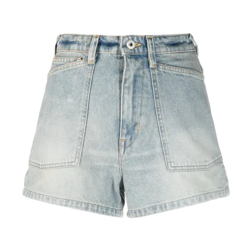 Kenzo , High-Waisted Denim Shorts ,Blue female, Sizes: