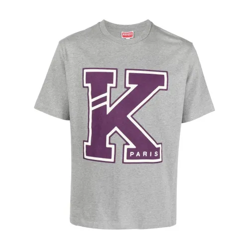 Kenzo , K Print T-Shirt ,Gray male, Sizes: