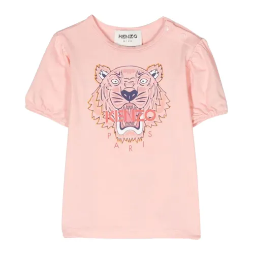 Kenzo , Kids Pink Tiger Head T-shirt ,Pink female, Sizes: