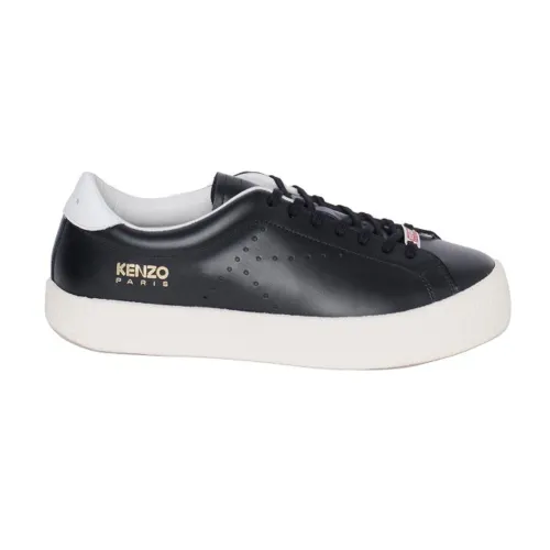 Kenzo , Leather Sneakers with Perforated Detail ,Black male, Sizes: