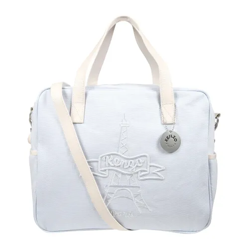 Kenzo , Light Blue Cotton Mother Bag with Eiffel Tower Embroidery ,Blue unisex, Sizes: ONE SIZE